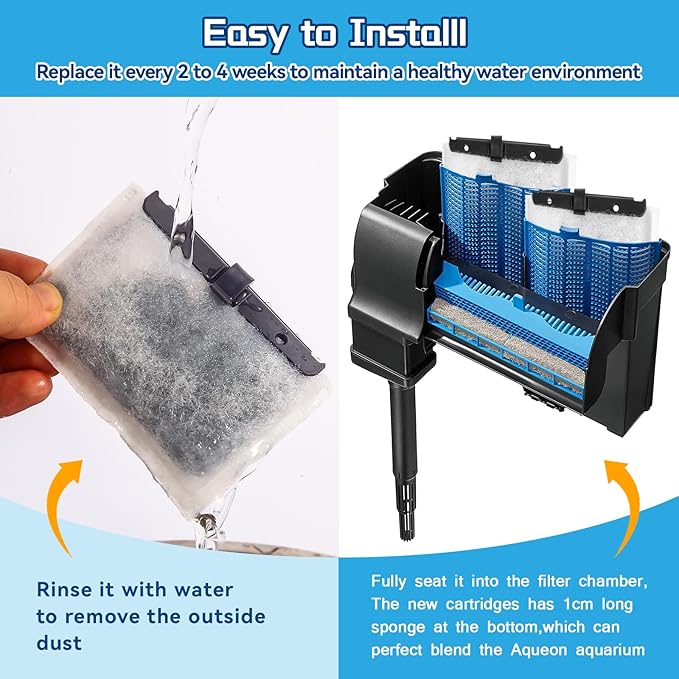 10 Packs Small Aquarium Filters Cartridges for Aqueon QuietFlow E Internal Power Filter Size 10 and 1/2.5/5 Gallon Mini-Bow Aquarium Filters