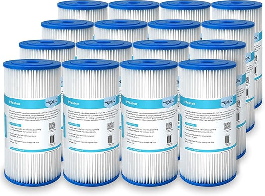 Membrane Solutions 5 Micron Pleated Water Filter Home 10"x4.5" Whole House Heavy Duty Sediment Replacement Cartridge Compatible with ECP10-1,ECP20-BB,R50-BBSA,FXHSC,CB1-SED10-BB (16 Pack)