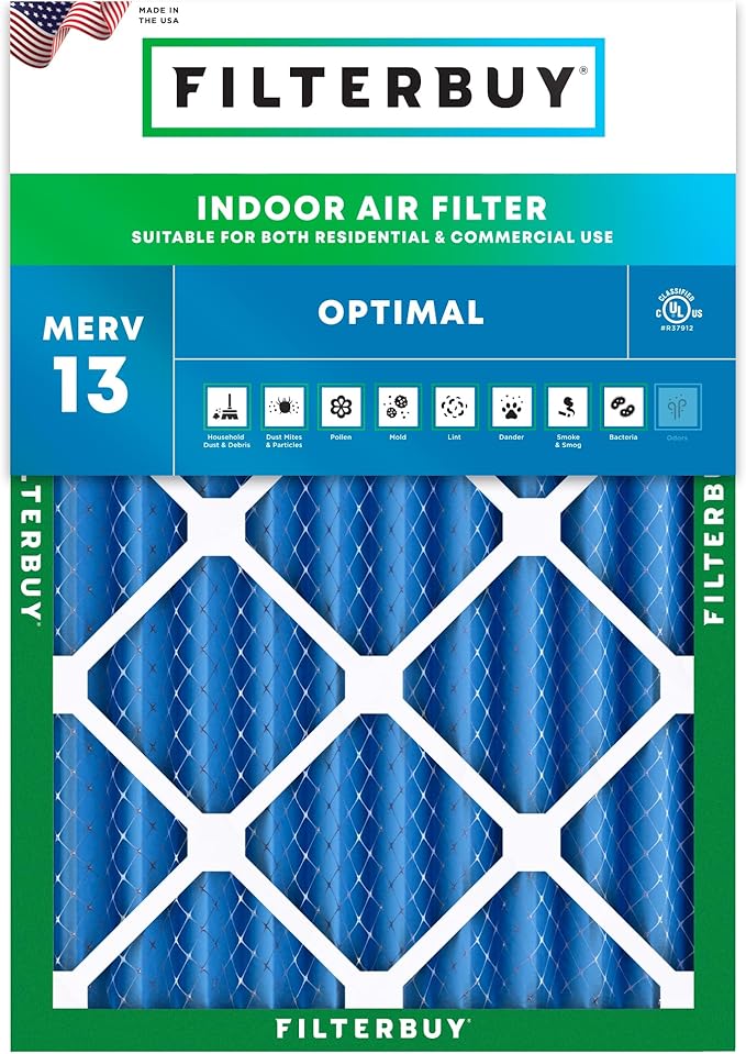 Filterbuy 20x24x4 Air Filter MERV 13 (MPR 1900) Health Defense Replacement (1-Pack), Electrostatic Pleated HVAC AC Furnace Filters, Made in USA (Actual Size: 19.38 x 23.38 x 3.63)