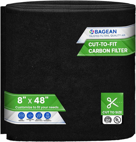Cut to Fit Activated Carbon Filter Sheet 8” x 48” - Activated Carbon Air Filter for Air Purifiers Window AC Air Vent And More - Charcoal Filters Absorb Odors & Freshens the Air (1-Pack)
