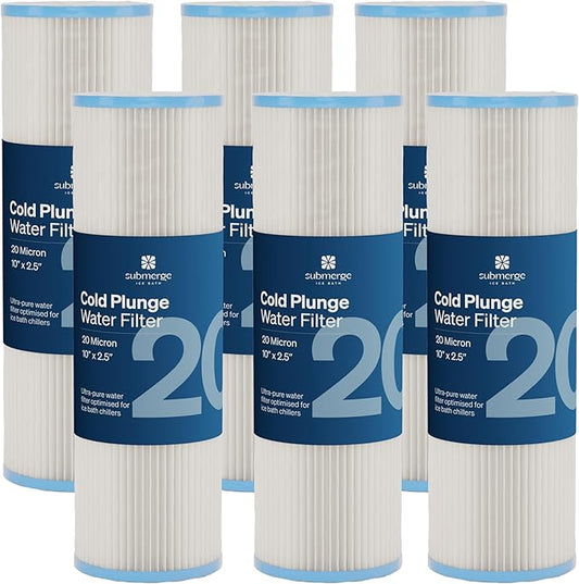 10" x 2.5" Cold Plunge Water Filter 20 Micron (6-Pack) Water Chiller Filter Replacement