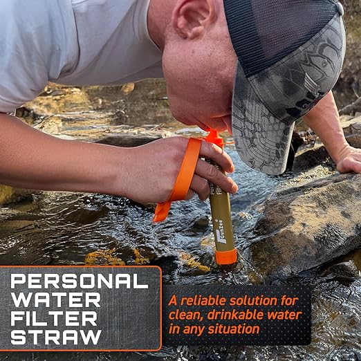 GunZee Personal Water Filter Straw, Reusable Straws for Drinking Clean, Filtered Water, Portable & Lightweight, Ideal for Camping, Hiking, Fishing, and Backpacking, Survival Gear and Supplies, 4-Pack