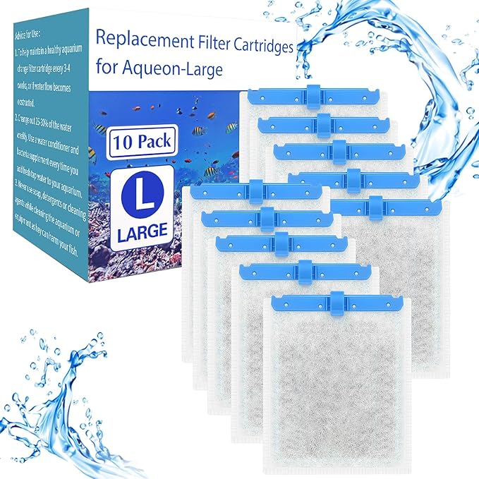 10 Pack Large Replacement Filter Cartridges Compatible for Aqueon QuietFlow Power Filter Size 20,30,50,55/75