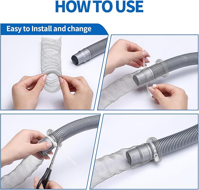 24 Pieces Lint Traps Stainless Steel Washing Machine Lint Snare Traps Laundry Mesh Washer Hose Filter with 24 pcs Cable Ties