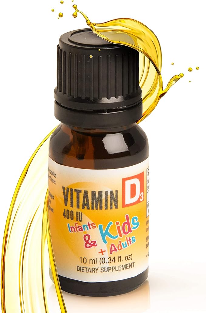 Organic Baby & Infant Vitamin d Drops - Vegetarian 400 IU Liquid Vitamin d3 for Babies & Newborn | No Sugar or Flavors | Non-GMO | Gluten Free & Tummy Gentle | Ages 4 & Under - Pack of 3