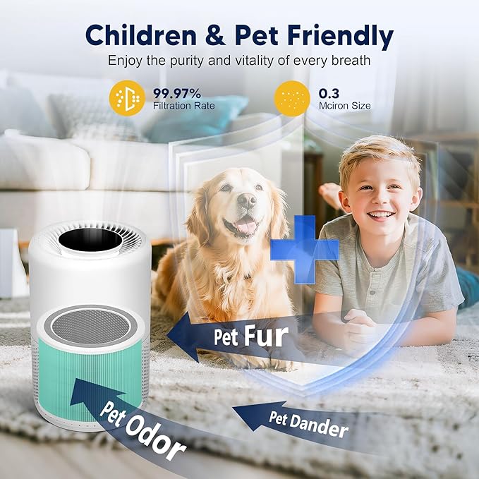 Core 200S Toxin Absorber Replacement Filter compatible with LEVOIT Core 200S and Core 200S-P Smart WiFi Air Purifier, 3-in-1 H13 True HEPA Activated Carbon Filter, Core 200S-RF-TX, Green, 3 Pack