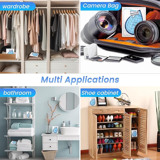 25 Gram Moisture Absorbers, 20 Packs Dehumidifier Bags for Bathrooms, Basements, Rvs, Humidity Packets for Closet