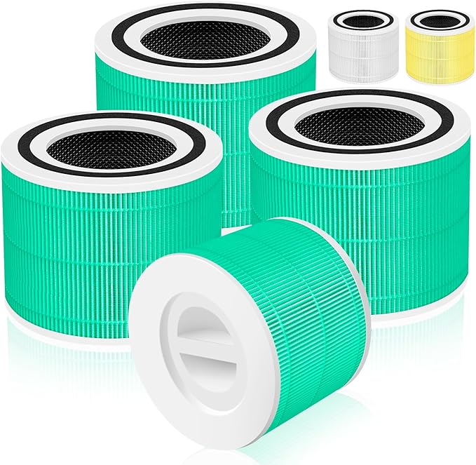 Core 300 Toxin Absorber Replacement Filter for LEVOIT Core 300/Core 300-P/Core 300S Air Purifier,3-in-1 H13 Grade True HEPA with Activated Carbon Filter, Compare to Part No. Core 300-RF,4 Pack,Green