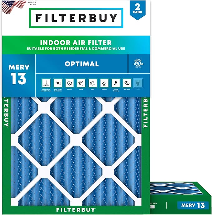 Filterbuy 24x28x2 Air Filter MERV 13 (MPR 1900) Health Defense Replacement (2-Pack), Electrostatic Pleated HVAC AC Furnace Filters, Made in USA (Actual Size: 23.50 x 27.50 x 1.75)