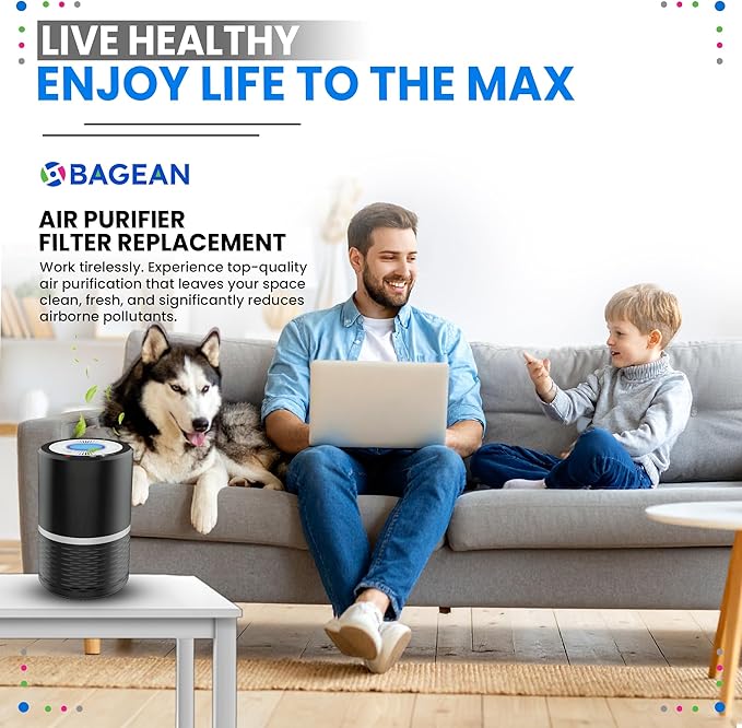 Bagean LV-H132 Replacement Filter Compatible with Levoit Filter Replacement for Levoit Air Purifier - H13 True HEPA Filters captures 99.97% particles and Activated Carbon Freshens the Air (2-Sets)