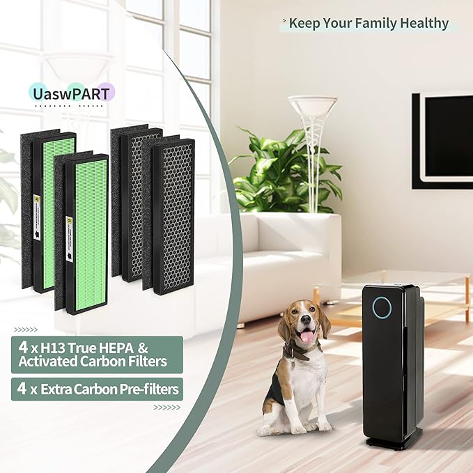 [Upgraded] Uaswpart AC4825 HEPA Filter B Compatible with FLT4825 Filter Replace AC4825 AC4300 CDAP4500 AC4850 AC4900 AC4820 and More, 4x H13 HEPA w/ Carb0n+4x Extra Pre-Filters