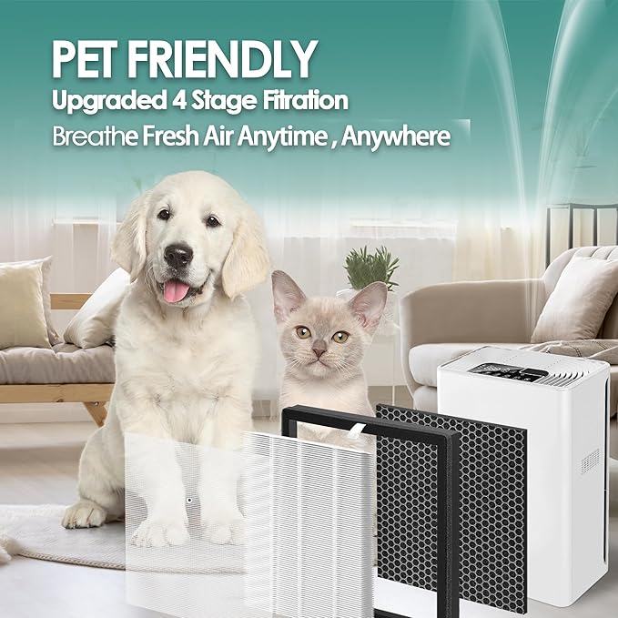 4-Pack G3 H13 HEPA Filter Replacement Compatible with AMEIFU Air Purifier Replacement Filter for AMEIFU Air Purifier G3 Sferf-30 FXAP2W and Vewior Air Purifier Filter Replacement A3, Tailulu HQZZ-260