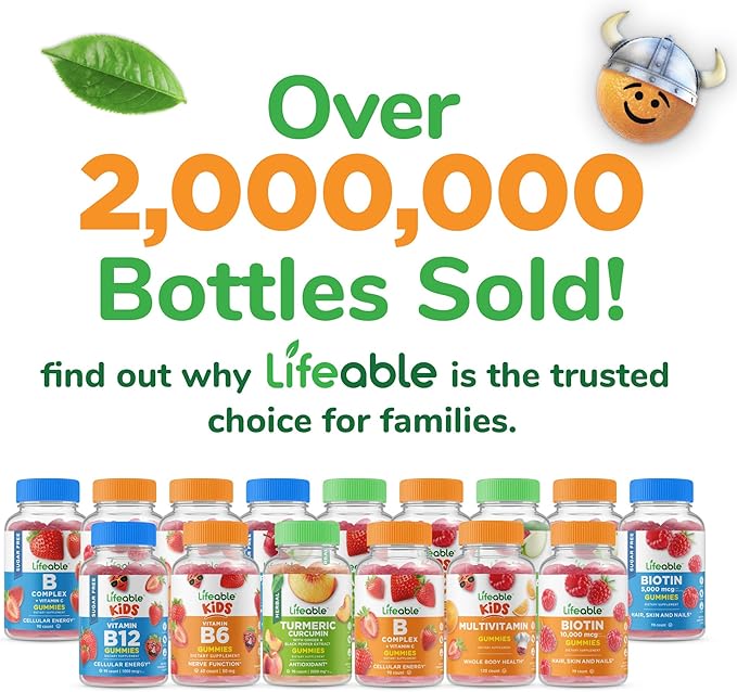 Lifeable Kids Vitamin D3 K2 Gummies | 1000iu D3 and K2 100mcg | Great Tasting D3 and K2 Supplements | for Bone Health and Immunity | VIT D3 K2 for Kids | 60 Gummies