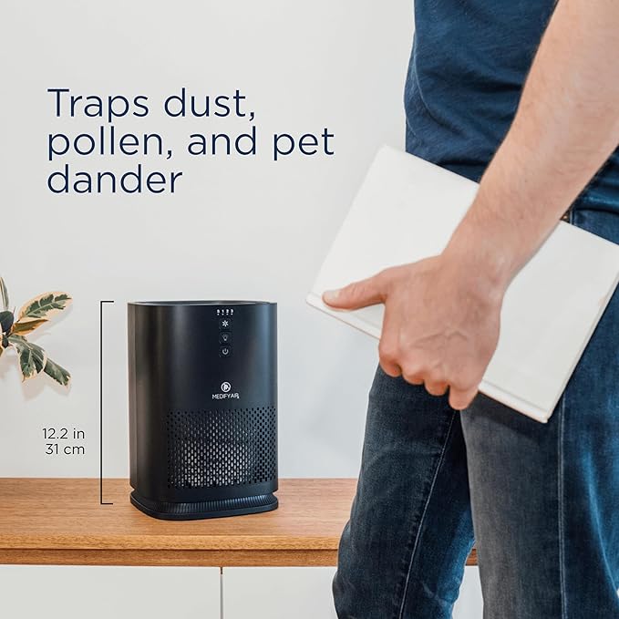 Medify MA-14 Air Purifier with True HEPA H13 Filter | 428 ft² per Hour for Smoke, Odors, Pollen, Pets |Removal to 0.1 Microns | Black, 2-Pack