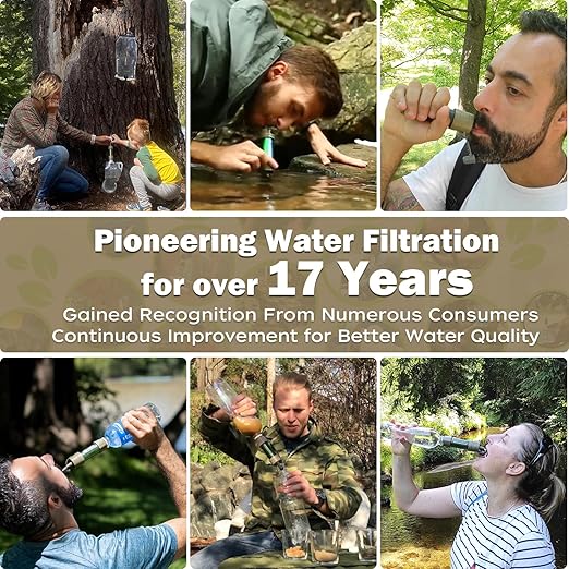 Miniwell L630 Portable Water Filter with Upgraded Vacuum Packaging - 25 Year Storage, Long Lasting and Versatile Usage Options, 2 Pack Filters,Bucket Connectors and Hoses