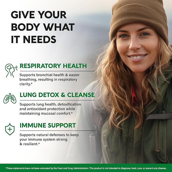 Mullein Leaf Extract for Lung Detox - Marshmallow Root | Echinacea | Oregano | Quercetin | NAC - 15-in-1 Lung Support & Cleanse for Smokers Supplement - Made in USA - As Drops, Tincture - 120 Capsules