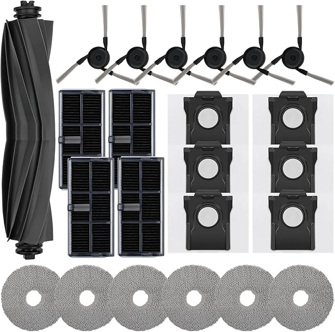 23 PCS Replacement Parts for Dreame X40 Ultra, L40 Ultra, X40 Master, MOVA P10 Pro Ultra Vacuum Cleaner, 1 Main Brush, 4 HEPA Filters, 6 Mop Pads, 6 Dust Bags, 6 Side Brush Accessories Kit