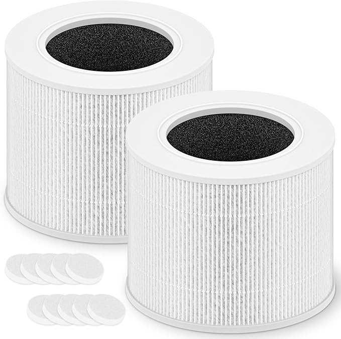 Core Mini Replacement Filter for LEVOIT Core Mini and Core Mini-P Air Purifier, 3-in-1 H13 Grade True HEPA and High-Efficiency Activated Carbon, Core Mini-RF, 2 Filter & 10 Fragrance Sponge