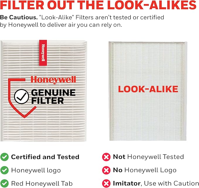 Honeywell HEPA Air Purifier Filter R, 2-Pack for HPA 100/200/300 and 5000 Series - Airborne Allergen Air Filter Targets Wildfire/Smoke, Pollen, Pet Dander, and Dust