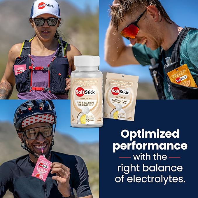 SaltStick Electrolyte FastChews - 60 Coconut Pineapple Chewable Electrolytes - Salt Tablets for Running and Hydration, Electrolyte Chews - 60 Count