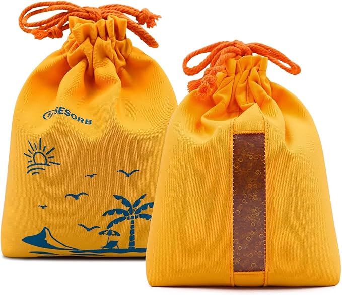 2X 1000 Gram Reachargeable Silica Gel Beads with 2 Cloth Bags, Indicating Moisture Absorber Desiccant Packs for Storage