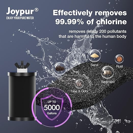 1G Gravity-fed Water Filter System - NSF/ANSI 42&372 Certified 18/8 Stainless Steel Countertop Water Filtration System - Water Level Window, Reduce 99.9% of Chlorine, for Camping, RVs