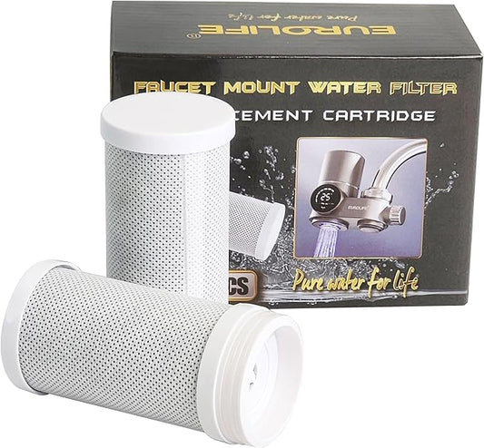 Faucet Mount Replacement Filter 2-Pack, 7 Stages of High Efficiency Fine Filtration, Easy Installation, Pure Water Filters Replacement Fit for Kitchen & Bathroom Sinks, Leak-proof, BPA Free