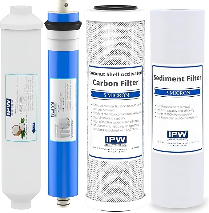 IPW Industries Universal 4-Stage Under Sink Reverse Osmosis Replacement Filter Kit | Replace Every 6-12 Months for Pure, Refreshing Water
