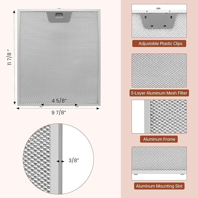 GE Range Hood Filter Replacement WB02X24871-3 Pack by oneket, 11-7/8"×9-7/8"×3/8" Metal Grease Filters, Compatible with GE JVW5361EJ1ES JVW5361EJ2ES JVW5361SJSS JVW5361BJ1TS