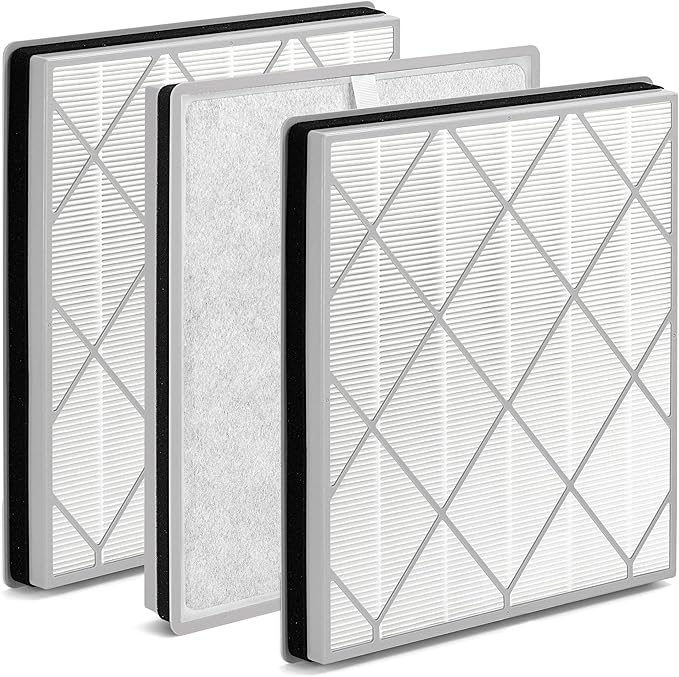 HE401 Filter Replacement for Shark Air Puri-fier 4 Filter Replacement, Compatible with Shark Air Puri-fier 4 HE400 HE401 HE402 HE405, 3-Pack H13 True HEPA with Advanced Odor Lock Filter