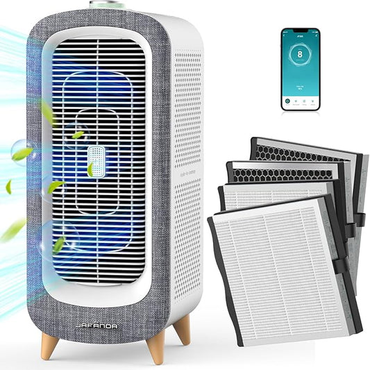 Jafända Air Purifiers for Home Large Room Up To 2105ft², 4×True HEPA 13 Activated Carbon Air Filter, Quiet Air Cleaner for Bedroom Removes 99.97% Dust Smoke Odor Pollen Pets Hair Dander Allergies