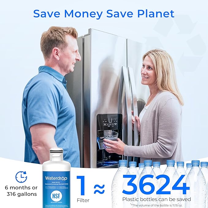 Waterdrop DA97-17376B Replacement for Samsung® HAF-QIN/EXP, DA97-08006C, RF28R7201SR, RF28R7351SG, WD-F45, Refrigerator Water Filter, 4 Filters
