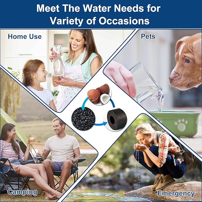 Water Filter Replacement for Berkey, Black Purification Elements, Activated Carbon Filters, Compatible with Berkey Gravity Water Filter System, Pack of 2