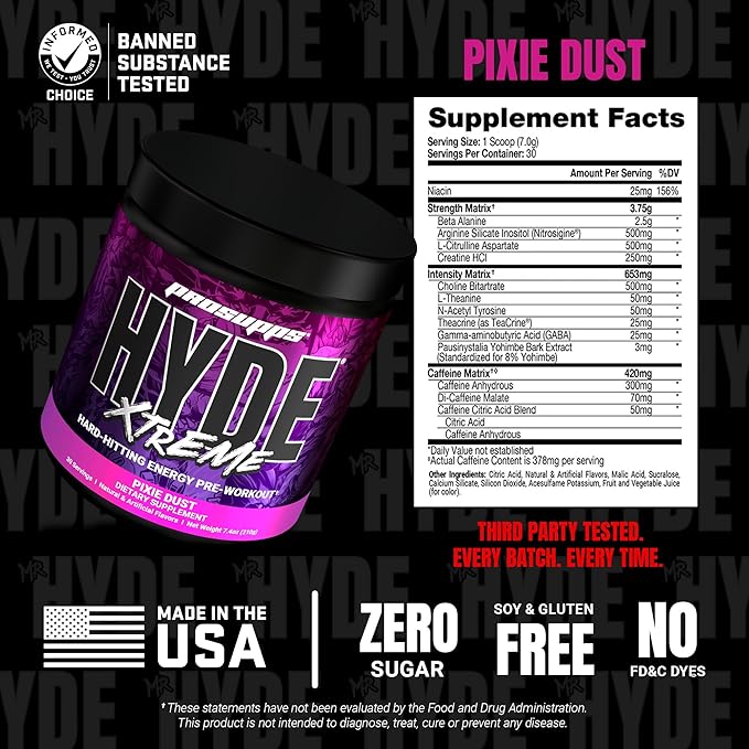 PROSUPPS Mr. Hyde Xtreme Pre Workout Powder with Creatine, Beta Alanine & Caffeine – Extreme Energy, Pumps, Focus & Performance - Fitness & Gym Supplements for Men & Women (Pixie Dust, 30 Servings)
