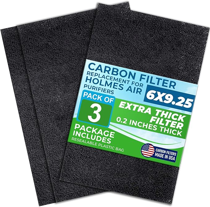 Breathe Naturally - Hapf600 HEPA Carbon Filter Replacement for Holmes Air Purifiers - High Efficiency Carbon Air Cleaner Filters - Compatible with Holmes HAPF600 Series - (3 Pack Carbon Filter C)