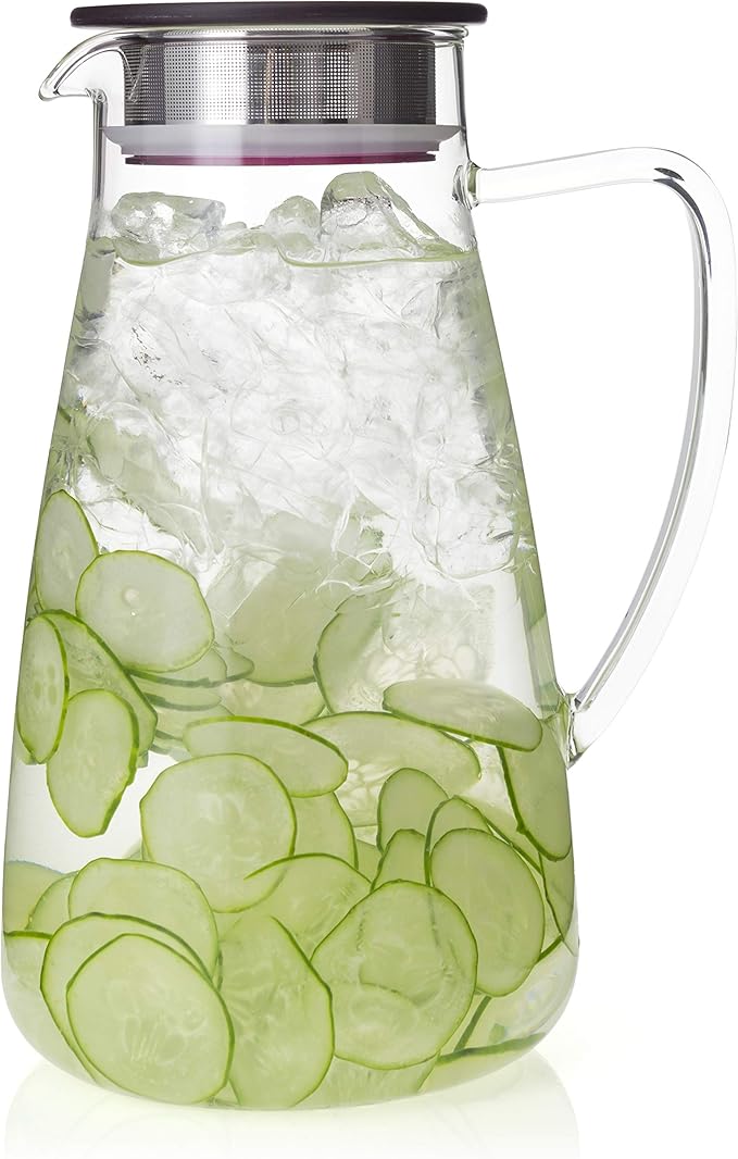 FORLIFE Flask Glass Iced Tea Jug 64oz, Cranberry