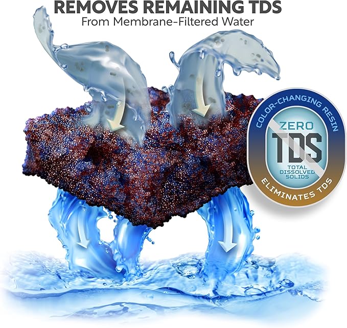 Aquatic Life Color Changing Deionization DI Resin for Hydroponic Reverse Osmosis Water Filter System RO Filtration Unit, Single Canister