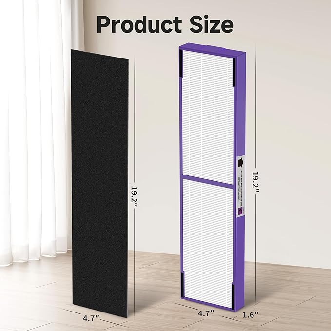 2-Pack True FLT5000 FLT5250PT FLT5111 Replacement Filter C, Compatible with AC5000, AC5000E, AC5250PT, AC5350B, AC5350BCA, AC5350W, AC5300B, CDAP5500B, AP2800CA Purifiers-Purple Version