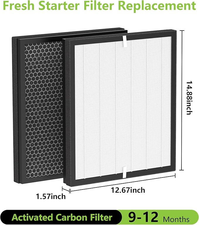 Enhanced AP-1512HH Air Purifier Replacement Filter for Coway Airmega AP-1512HH and Airmega 200M air Purifier, True HEPA Activated Carbon Filter, Compared to Part #3304899, 2 Pack