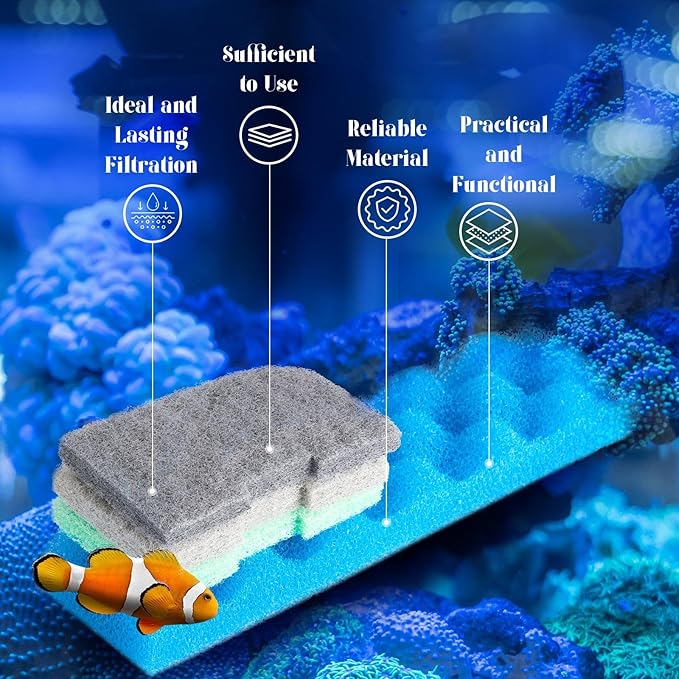 20 Pcs Aquarium Filters Replacement Filter Media Kits Compatible with Fluval 406/407, Including 2 Biological Foams, 6 Ammonia / 6 Phosphate / 6 Nitrite Remover