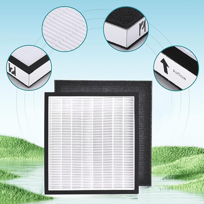 HEPA Filter Kit - 1 HEPA Filters & 2 Carbon Pre-Filters Replacement for Oreck WK01234QPC Air Purifier Filter, oreck air 94 filter, Airvantage WK10002QPC WK10052QPC