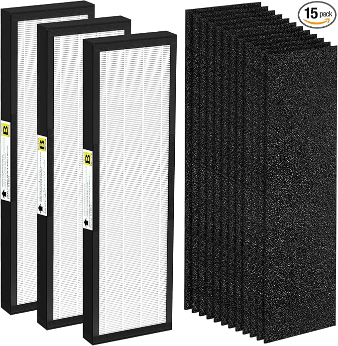 3 Pack FLT4825 HEPA Filter B Replacement Compatible with AC4825 AC4300 AC4800 AC4900 AC4850 Air Purifi-ers (3 Pack H13 True HEPA Filters + 12 Carbon Pre-Filters)