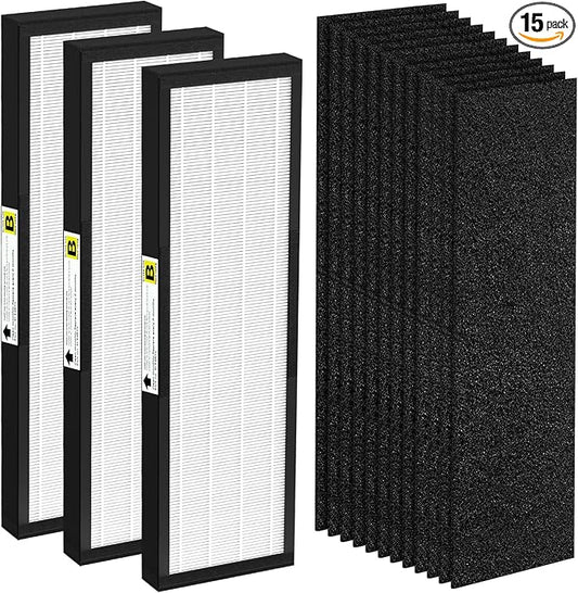 3 Pack FLT4825 HEPA Filter B Replacement Compatible with AC4825 AC4300 AC4800 AC4900 AC4850 Air Purifi-ers (3 Pack H13 True HEPA Filters + 12 Carbon Pre-Filters)