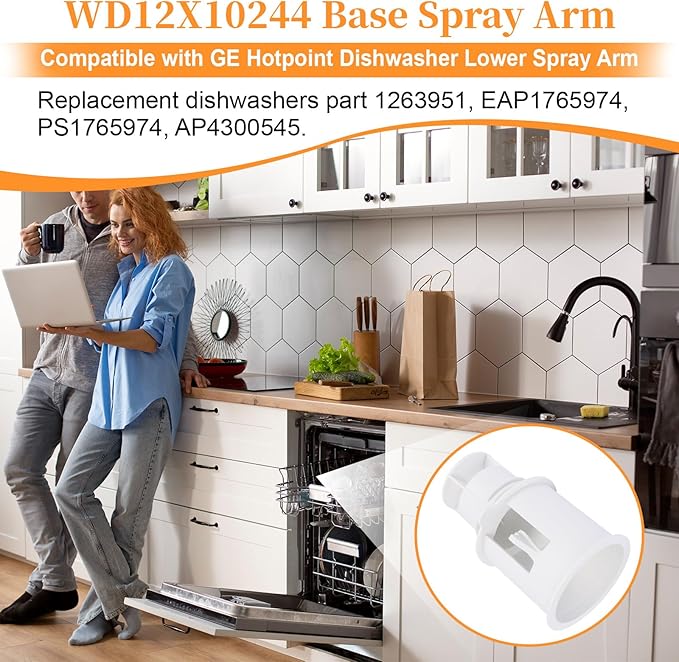 WD12X10244 Dishwasher Spray Arm Base Dishwasher Lower Spray Arm Replacement for GE Dishwasher Parts 1263951, EAP1765974, PS1765974, AP4300545