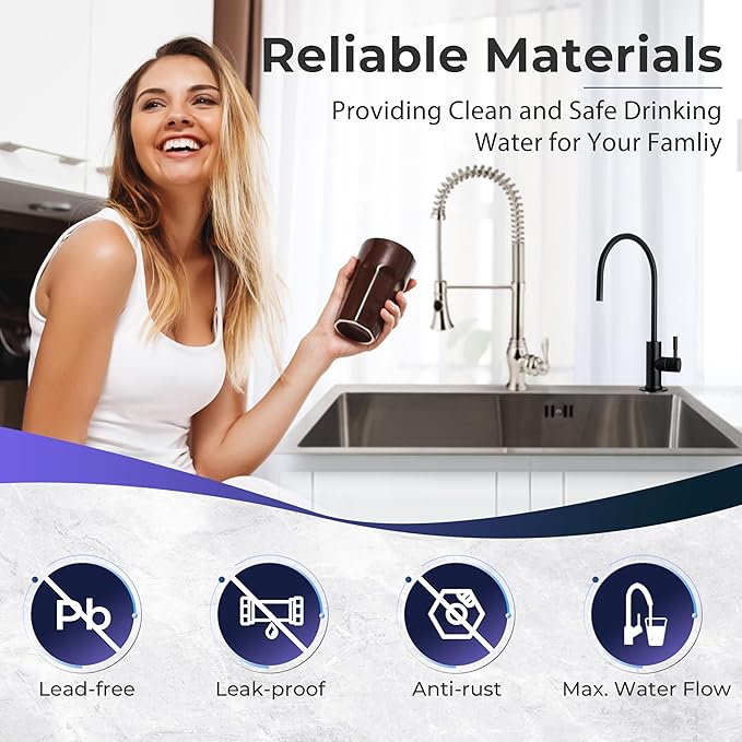 iSpring GA3-ORB Drinking Water Faucet for Kitchen Sink with 3/8" Connector, Heavy Duty Lead-Free Reverse Osmosis Faucet for RO System, Non-Air Gap 100% Stainless Steel RO Faucet, Oil Rubbed Finish