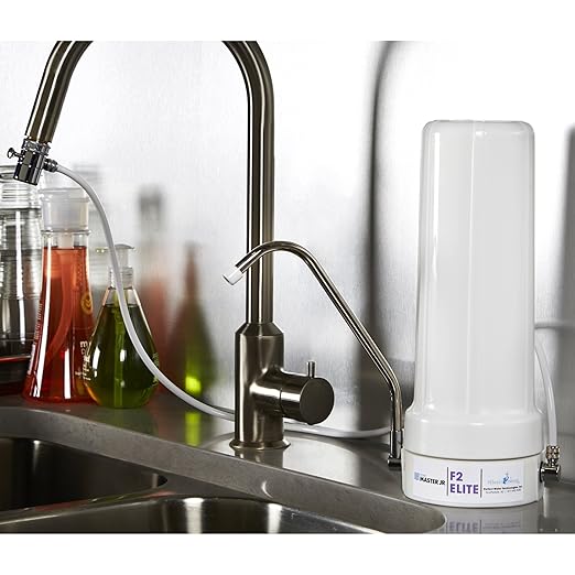 Home Master TMJRF2E Jr F2 Elite 5-stage Sinktop Water Filter System, 500 gallon replaceable, Filters Fluoride Chloramine Chlorine Chemicals Aluminum Lead Mercury Pesticides and more up to 93%