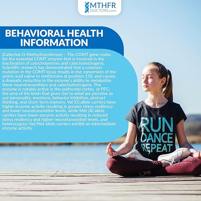 MTHFR+COMT Methylation Genes Test Kit. 1-on-1 Live Expert Support by Phone 7 Days A Week. Includes C677T, A1298C & V158M Variants for Methylation and Wellness Analysis. Results in 2-5 Days. Ages 0+