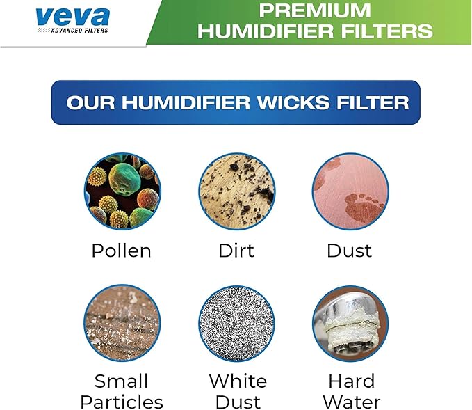 VEVA 6 Pack Premium Humidifier Filters Replacement for Holmes Filter A, HWF62, HWF62S, and Other Sunbeam Cool Mist Humidifiers