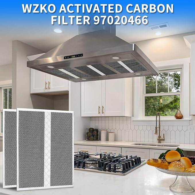 2024 Upgrade S97020466 HPF30 Replacement Charcoal Filter Compatible with Broan-NuTone Non-Ducted Range Hood Grease Filters Type XC 12.9" x 14.8" x 0.1" (Pack 2 with Clips)
