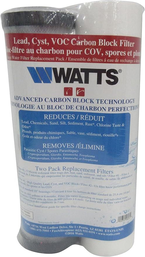 Watts Premier 2-Pack 5-Micron White Melt Blown Sediment Filter Cartridge for Whole House WH-LD, 10" Replacement Water Filters, Fits Most Standard Housings, Extra-Fine Particle Filter, Improves Taste